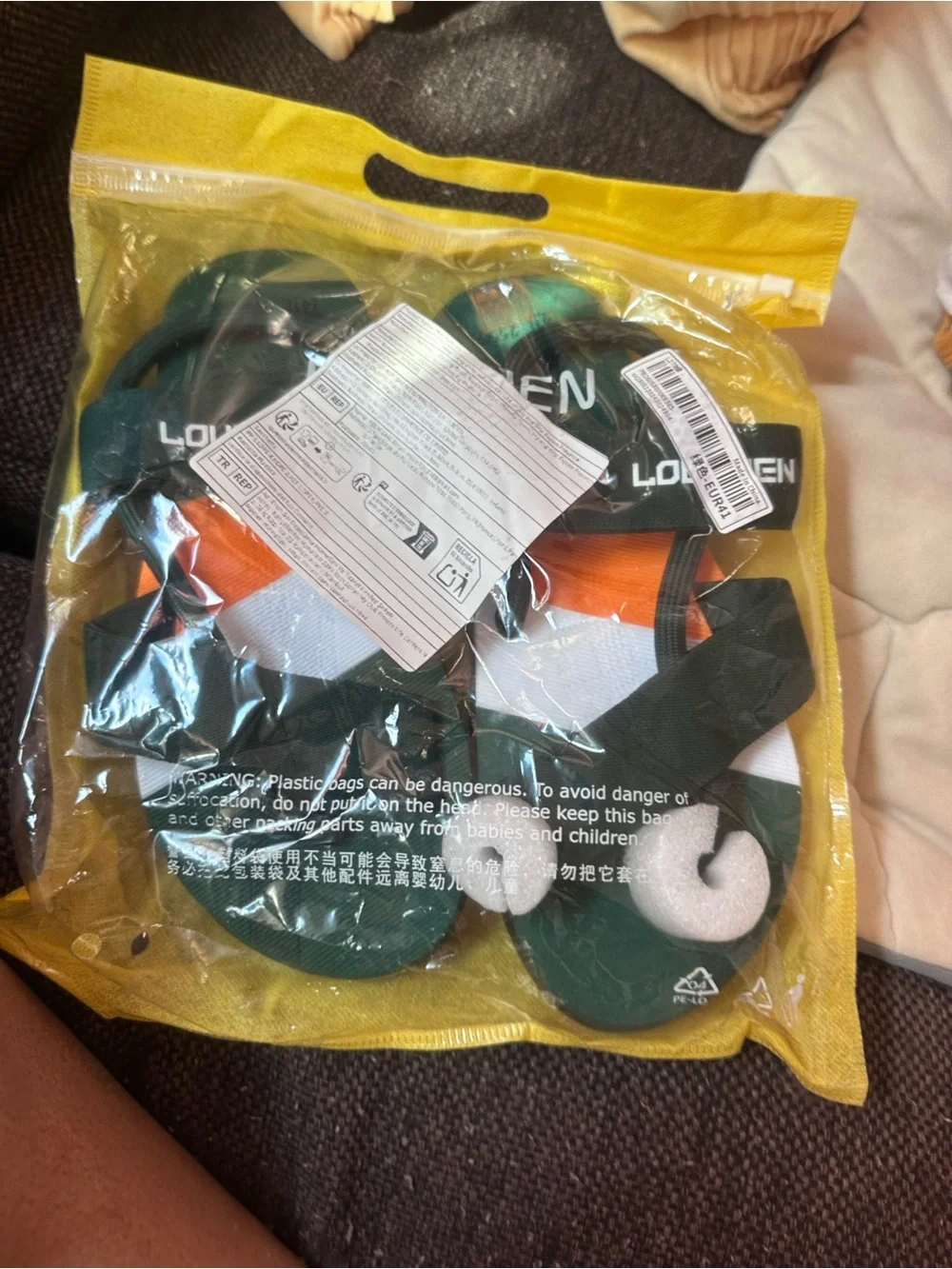 Loulven Men Green Orange White Adventure Sandals